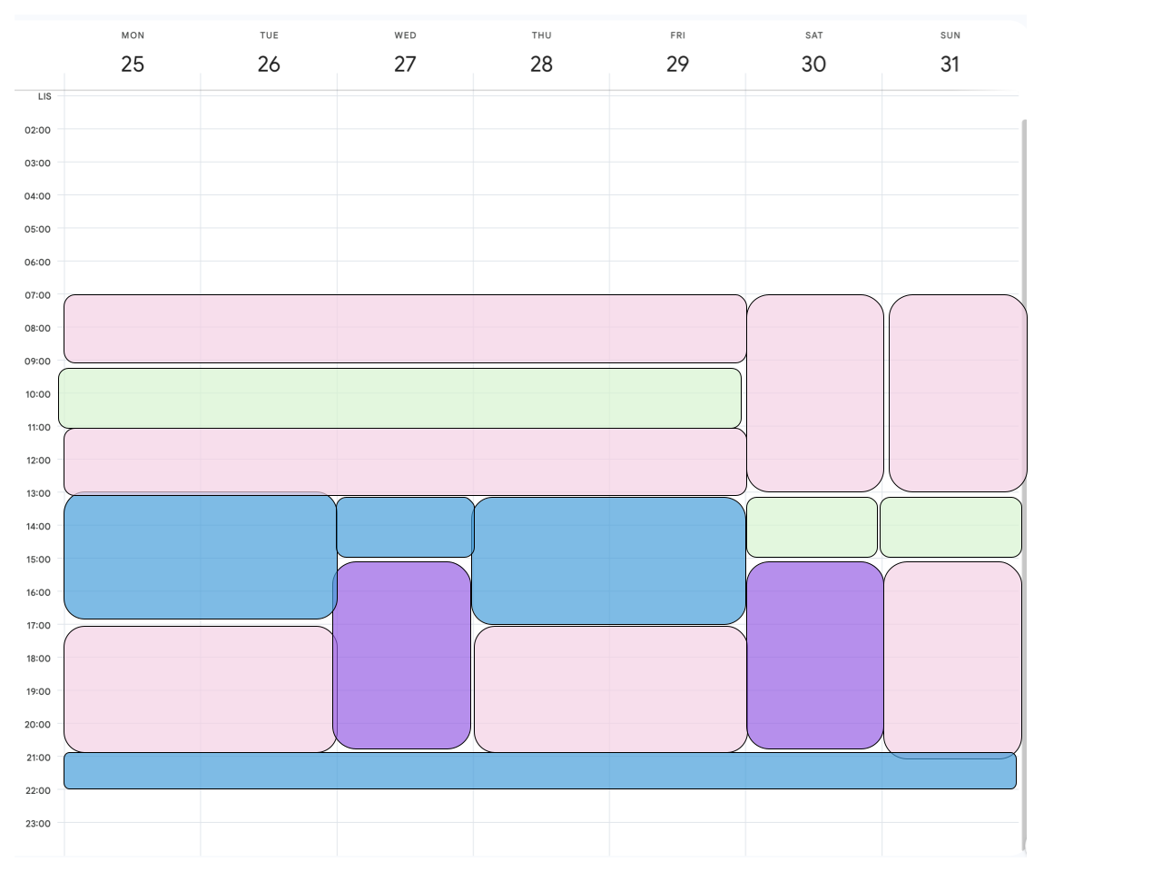 my ideal week